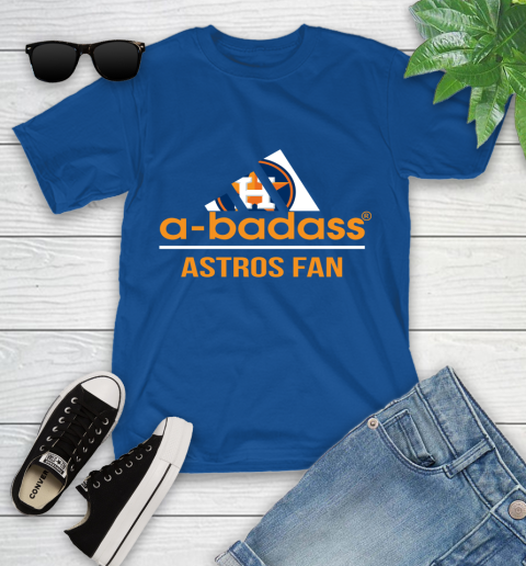 MLB A Badass Houston Astros Fan Adidas Baseball Sports Youth T-Shirt 12
