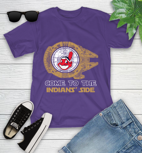 MLB Come To The Cleveland Indians Side Star Wars Baseball Sports Youth T-Shirt 3