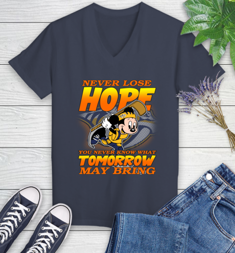Nashville Predators NHL Hockey ootball Mickey Disney Never Lose Hope Women's V-Neck T-Shirt 12