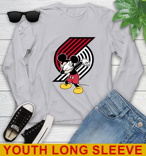 Portland Trail Blazers NBA Basketball Dabbing Mickey Disney Sports Youth Long Sleeve 6