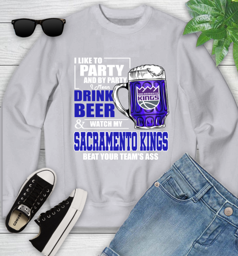 NBA Drink Beer and Watch My Sacramento Kings Beat Your Team's Ass Basketball Youth Sweatshirt 3