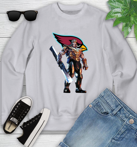 NFL Thanos Gauntlet Avengers Endgame Football Arizona Cardinals Youth Sweatshirt 4