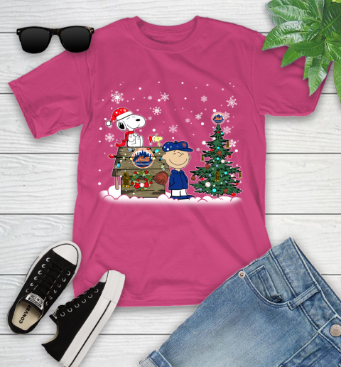 MLB New York Mets Snoopy Charlie Brown Christmas Baseball Commissioner's Trophy Youth T-Shirt 11