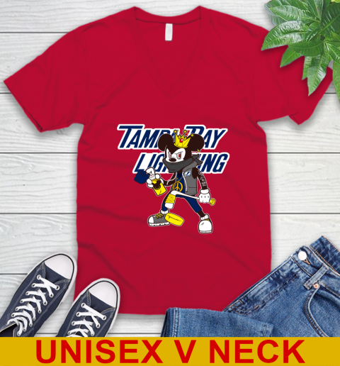 Tampa Bay Lightning NHL Hockey Mickey Peace Sign Sports V-Neck T-Shirt 7