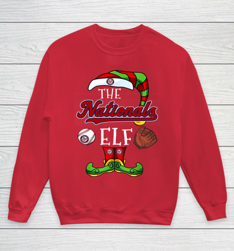 Washington Nationals Christmas ELF Funny MLB Youth Sweatshirt 7