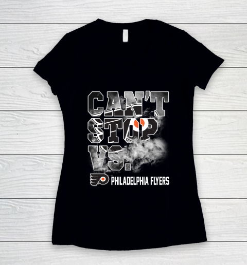 NHL Philadelphia Flyers Hockey Can't Stop Vs Women's V-Neck T-Shirt