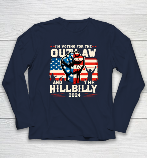 I'm Voting For the Outlaw And The Hillbilly 2024 US Flag Long Sleeve T-Shirt 2