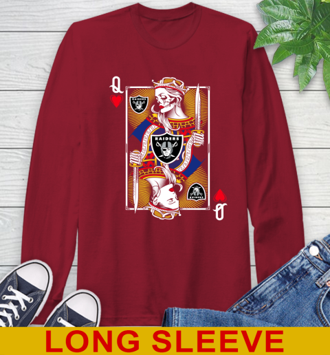 NFL Football Oakland Raiders The Queen Of Hearts Card Shirt Long Sleeve T-Shirt 9