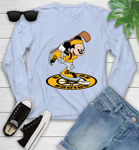 NHL Hockey Boston Bruins Cheerful Mickey Disney Shirt Youth Long Sleeve 9