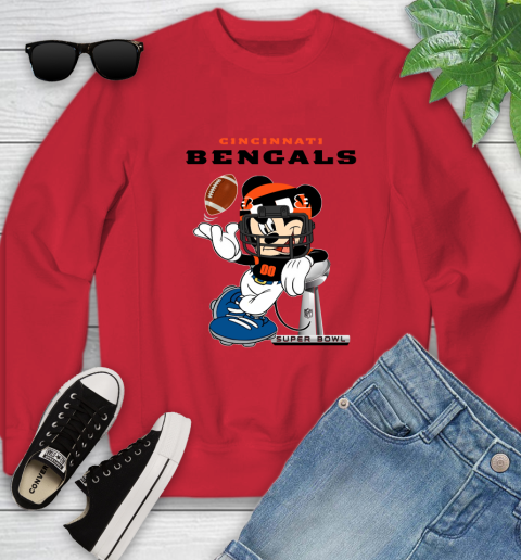 NFL Cincinnati Bengals Mickey Mouse Disney Super Bowl Football T Shirt Youth Sweatshirt 9