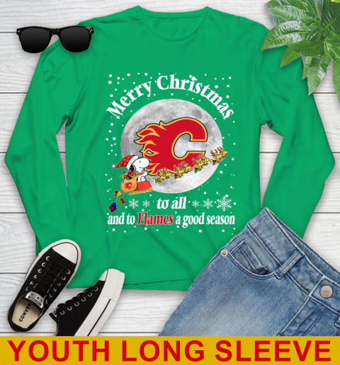 Calgary Flames Merry Christmas To All And To Flames A Good Season NHL Hockey Sports Youth Long Sleeve 7