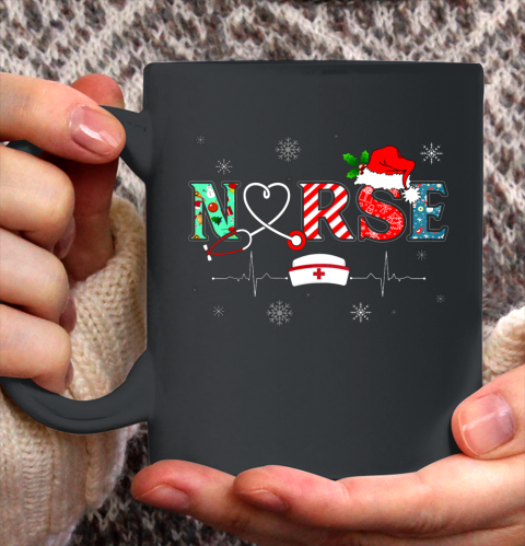 Womens Nurse Christmas Santa Hat Funny Nurse Xmas Gift Ceramic Mug 11oz