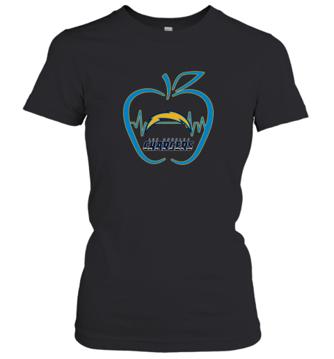 Apple Heartbeat Teacher Symbol Los Angeles Chargers Women's T-Shirt
