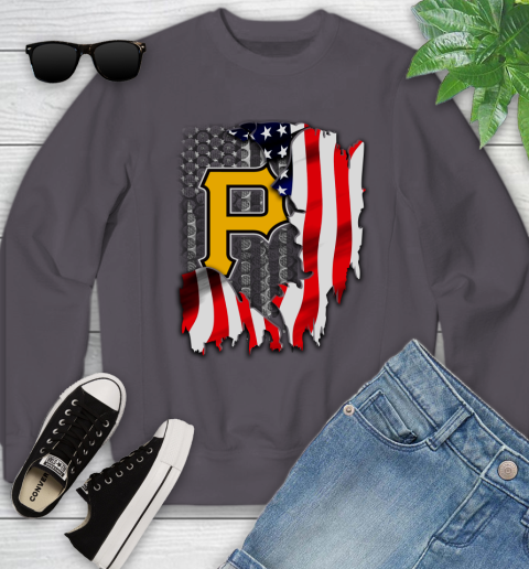 Pittsburgh Pirates MLB Baseball American Flag Youth Sweatshirt 5