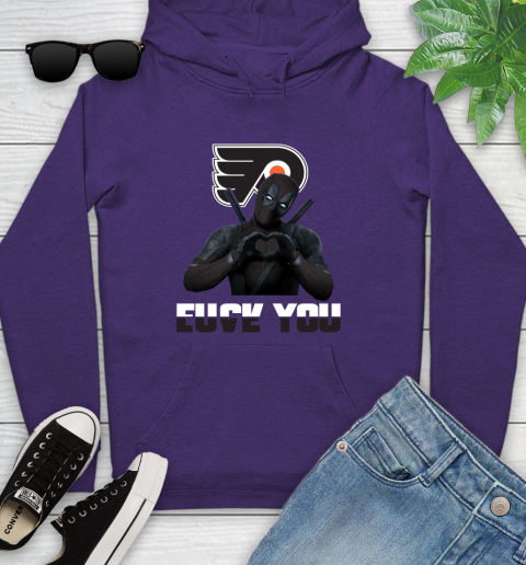 NHL Philadelphia Flyers Deadpool Love You Fuck You Hockey Sports Youth Hoodie 5