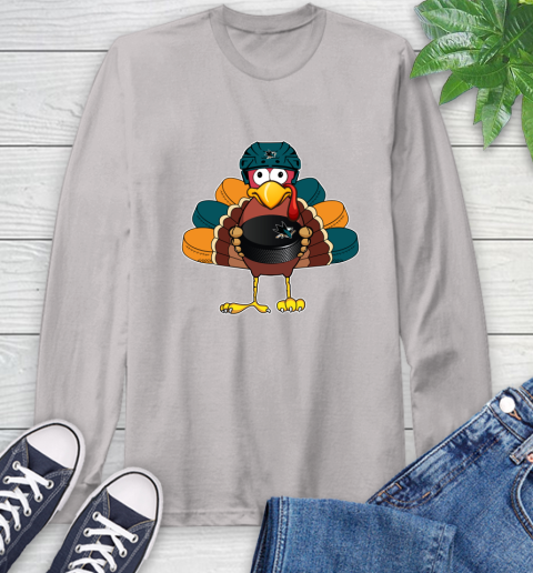 San Jose Sharks Turkey Thanksgiving Day Long Sleeve T-Shirt 12