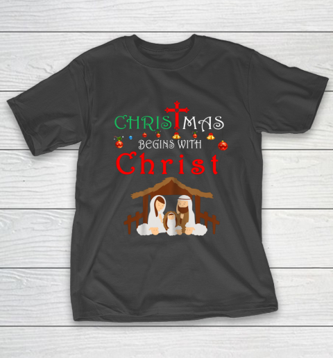 Christmas Begins With Christ T Shirt Christian Holiday T-Shirt