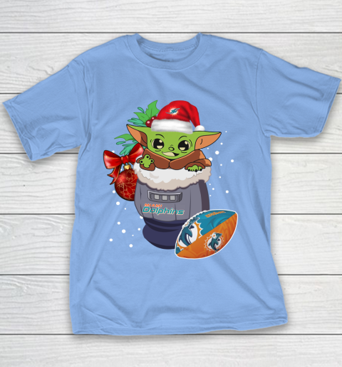 Miami Dolphins Christmas Baby Yoda Star Wars Funny Happy NFL Youth T-Shirt 10