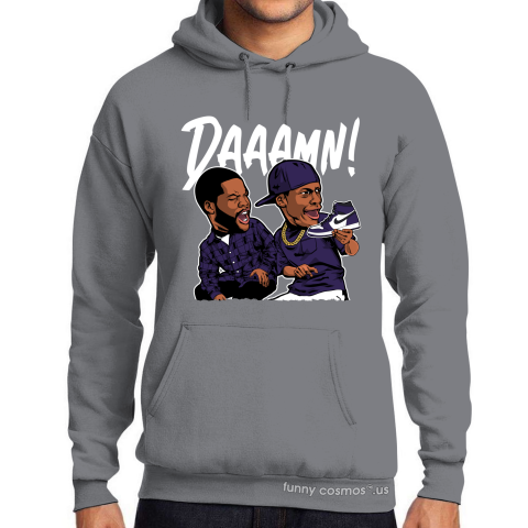 Air Jordan 1 Court Purple Matching Sneaker Shirt Daaamn Meme White And Purple Sneaker Black Tshirt