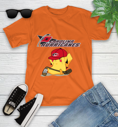 NHL Pikachu Hockey Sports Carolina Hurricanes Youth T-Shirt 7
