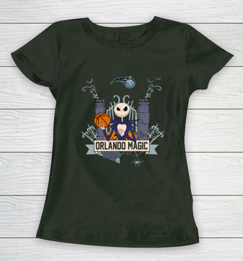 NBA Orlando Magic Basketball Jack Skellington Halloween Women's T-Shirt 4