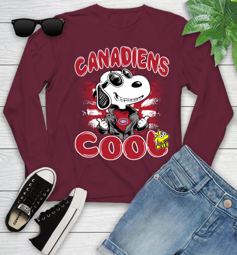 NHL Hockey Montreal Canadiens Cool Snoopy Shirt Youth Long Sleeve 5