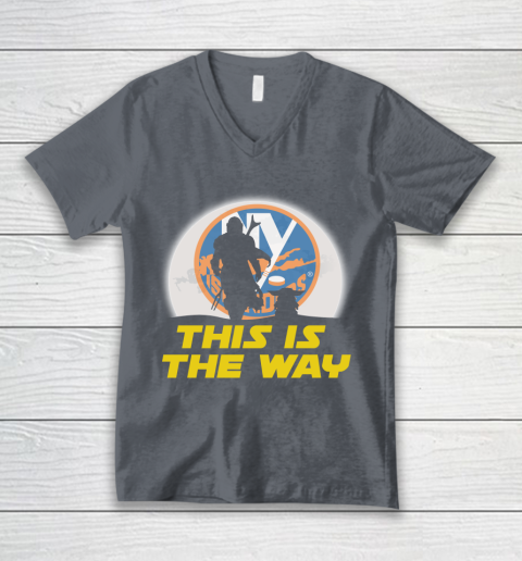New York Islanders NHL Ice Hockey Star Wars Yoda And Mandalorian This Is The Way V-Neck T-Shirt 4
