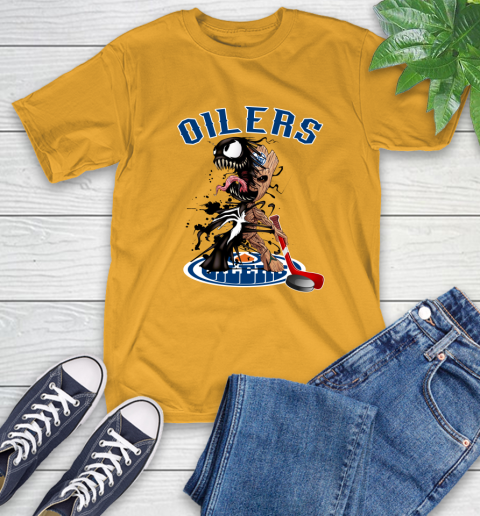 NHL Edmonton Oilers Hockey Venom Groot Guardians Of The Galaxy T-Shirt - Image 4