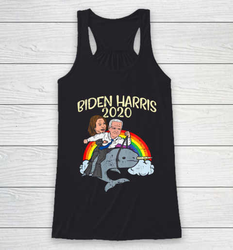 Biden Harris 2020 Narwhale Rainbow Funny Joe Kamala Democrat Racerback Tank