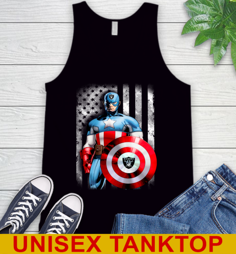 Oakland Raiders NFL Football Captain America Marvel Avengers American Flag Shirt Tank Top