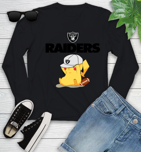 NFL Pikachu Football Sports Oakland Raiders Youth Long Sleeve 2
