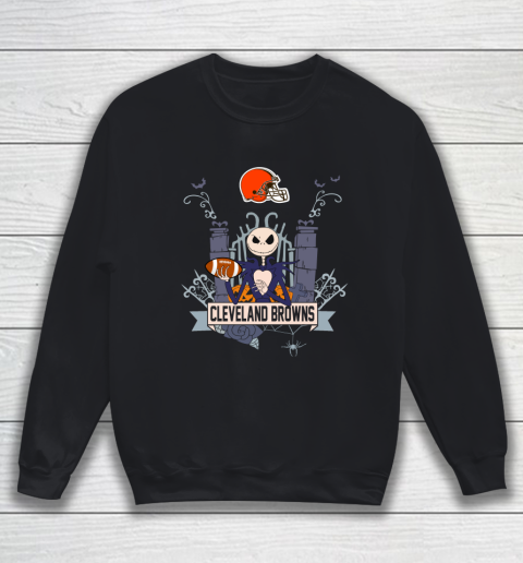 NFL Cleveland Browns Football Jack Skellington Halloween Sweatshirt