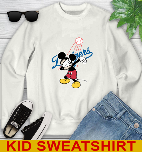 Los Angeles Dodgers MLB Baseball Dabbing Mickey Disney Sports Youth Sweatshirt