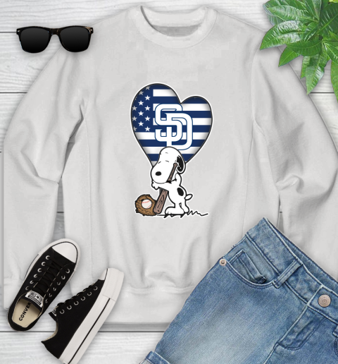 San Diego Padres MLB Baseball The Peanuts Movie Adorable Snoopy Youth Sweatshirt