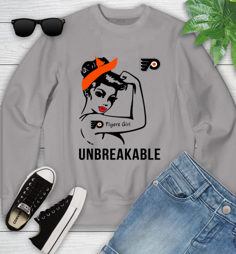 NHL Philadelphia Flyers Girl Unbreakable Hockey Sports Youth Sweatshirt 2