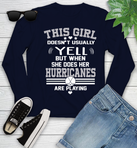 Carolina Hurricanes NHL Hockey I Yell When My Team Is Playing Youth Long Sleeve 2