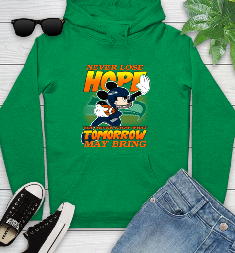Seattle Seahawks NFL Football Mickey Disney Never Lose Hope Youth Hoodie 9