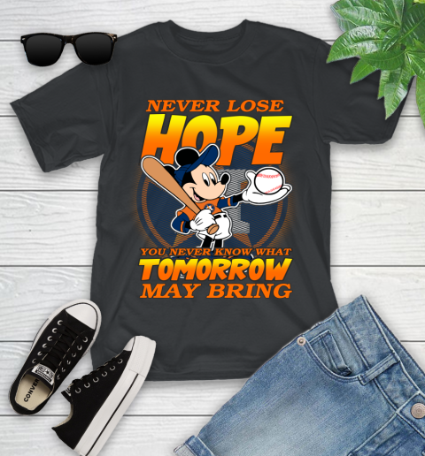 Houston Astros MLB Baseball Mickey Disney Never Lose Hope Youth T-Shirt