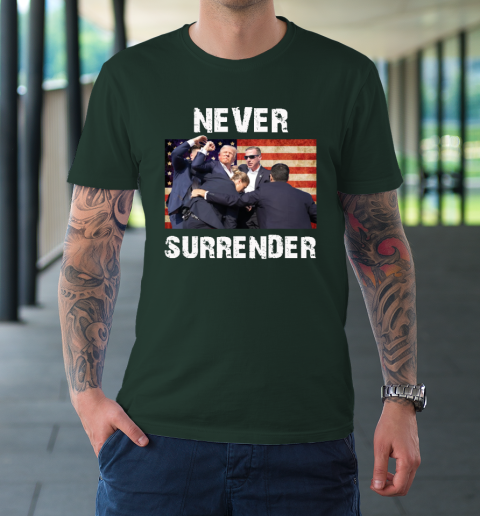 Trump Shooting Shirt Old Row Trump Nerver Surrender T-Shirt 3