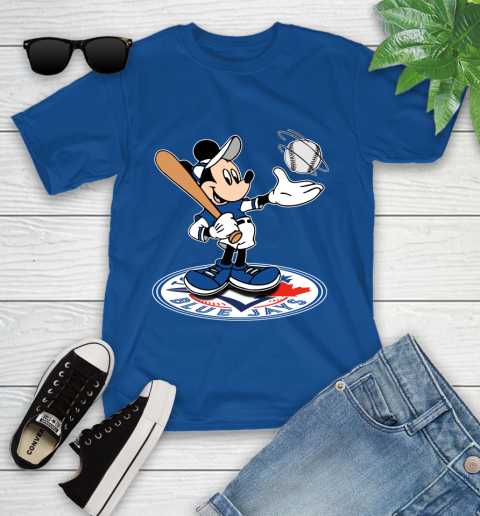 MLB Baseball Toronto Blue Jays Cheerful Mickey Disney Shirt Youth T-Shirt 9