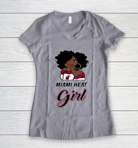Miami Heat Girl NBA Women s V Neck T Shirt Tee For Sports
