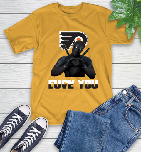 NHL Philadelphia Flyers Deadpool Love You Fuck You Hockey Sports T-Shirt 2