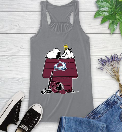 Colorado Avalanche NHL Hockey Snoopy Woodstock The Peanuts Movie Racerback Tank 5