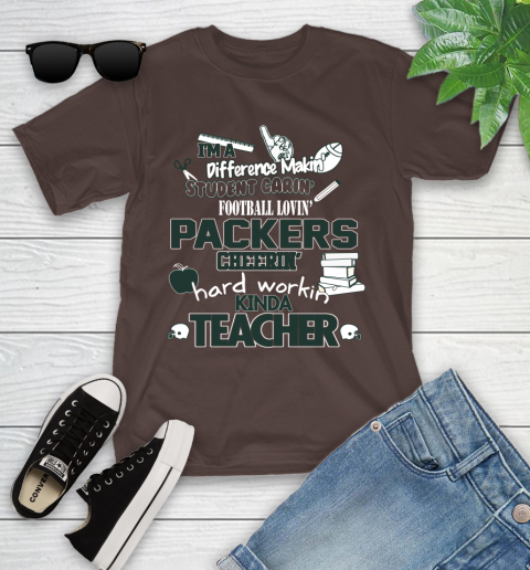 Green Bay Packers NFL I'm A Difference Making Student Caring Football Loving Kinda Teacher Youth T-Shirt 7