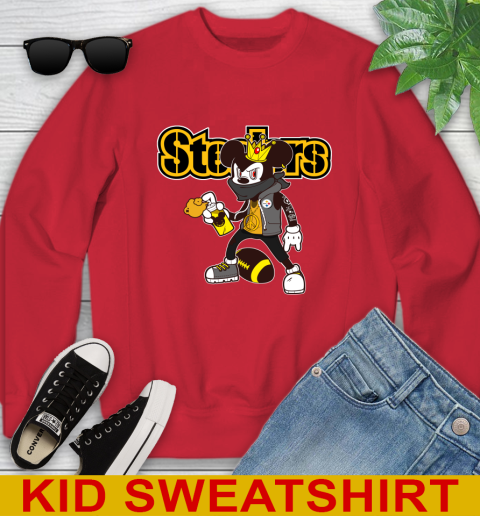 Pittsburgh Steelers NFL Football Mickey Peace Sign Sports Youth Sweatshirt 8