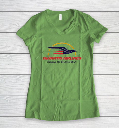 DeSantis Airlines Funny Political Meme Ron DeSantis Women's V-Neck T-Shirt 4