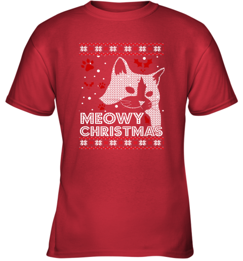 Meowy Christmas Ugly Christmas Holiday Adult Crewneck Youth T-Shirt