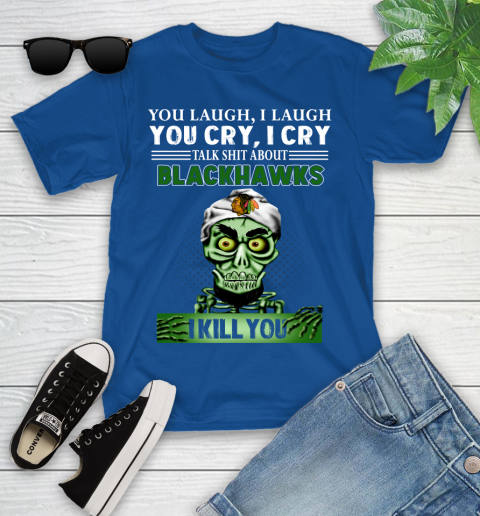 NHL Talk Shit About Chicago Blackhawks I Kill You Achmed The Dead Terrorist Jeffrey Dunham Hockey Youth T-Shirt 12