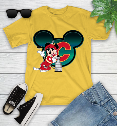 NHL Calgary Flames Stanley Cup Mickey Mouse Disney Hockey T Shirt Youth T-Shirt 8