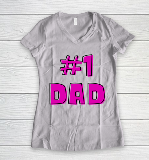 #1 Dad, WORLD'S BEST DAD  Happy Fathers Day Women's V-Neck T-Shirt